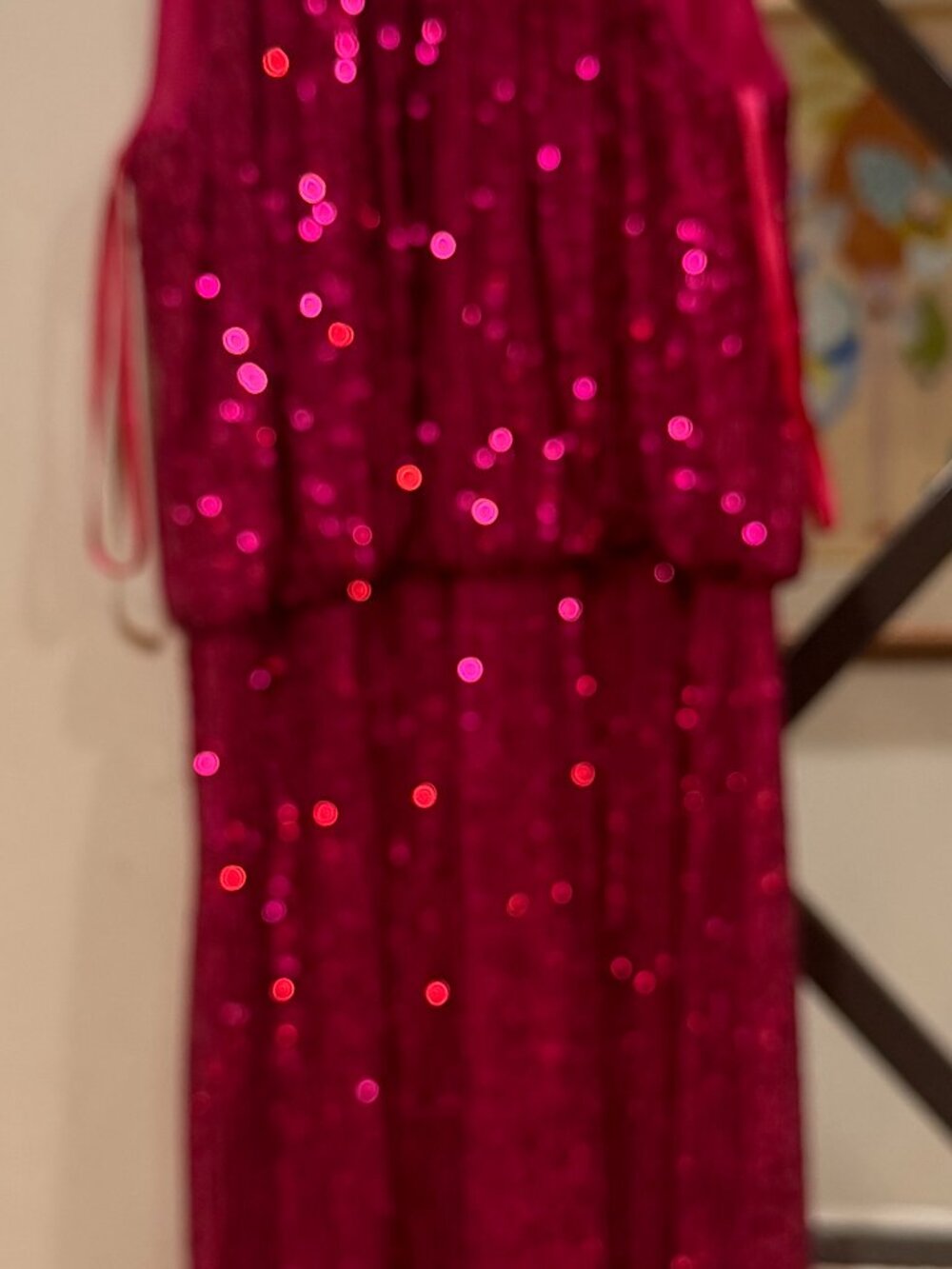 Eliza J Sequined Blouson Shift Dress, pink/magenta